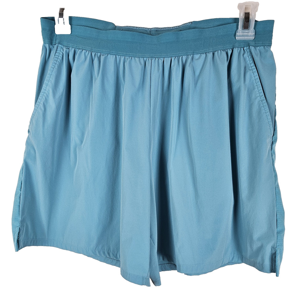 FLX Men Athletic Shorts L Teal Drawstring Elastic Waist Pockets Active
